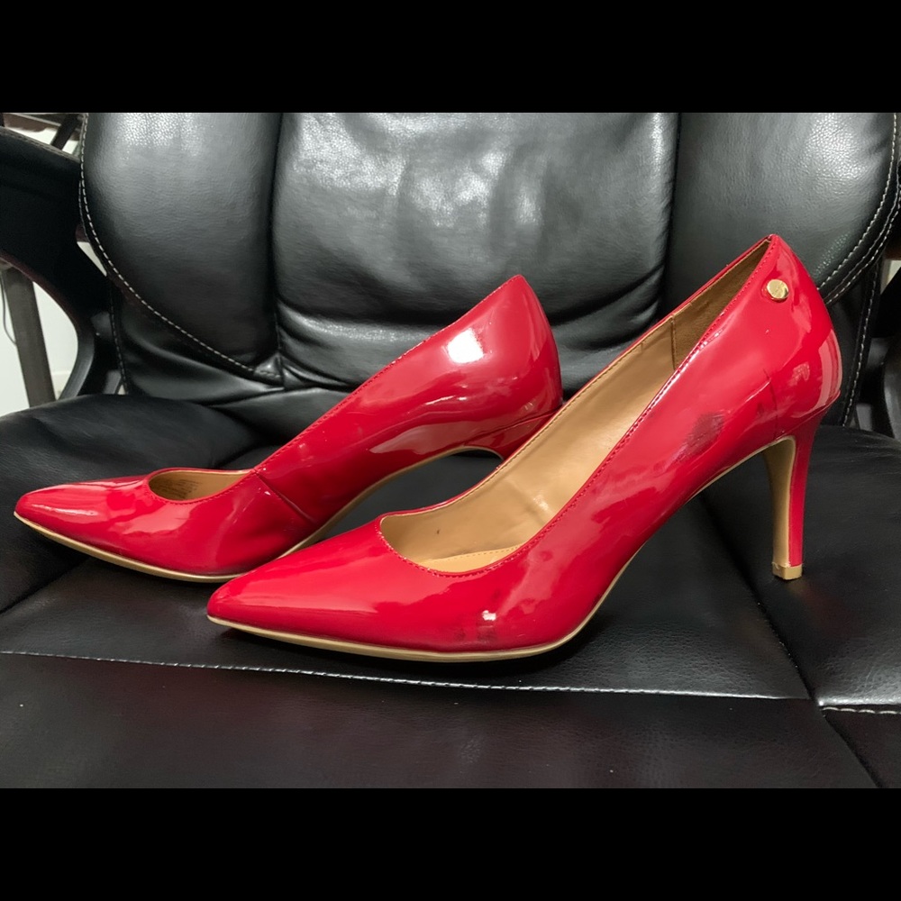 Bright red shiny Calvin Klein heels
